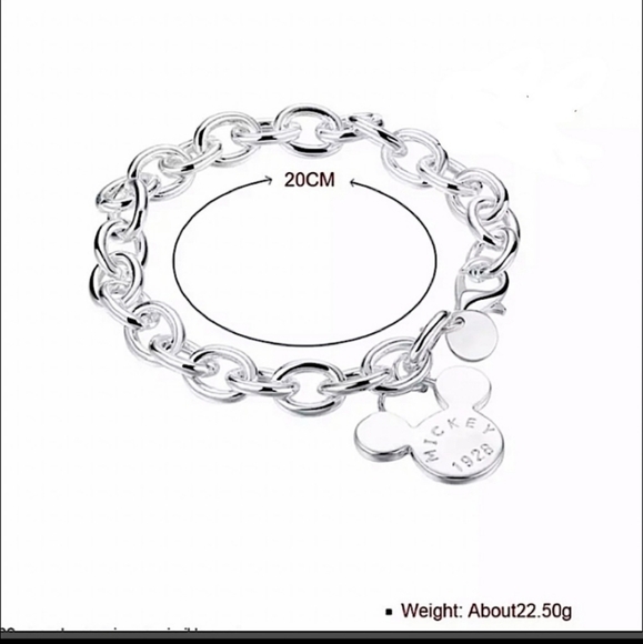 Mickey Mouse Sterling Silver Matching Necklace Bracelet Set - Picture 13 of 13